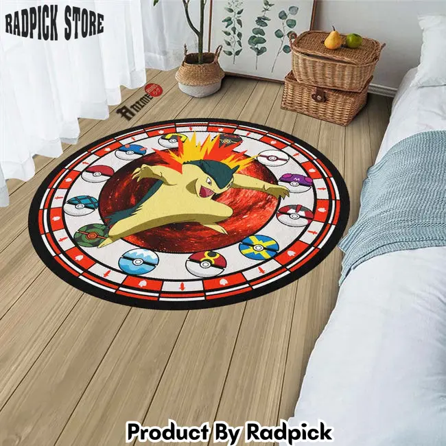 Typhlosion round rug custom pokemon anime circle carpet  rp0002048